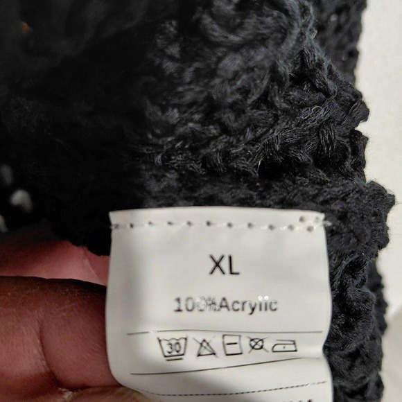 Womens Black Crochet Knit Flower Applique Short Sleeve Top XL - Picture 3 of 11